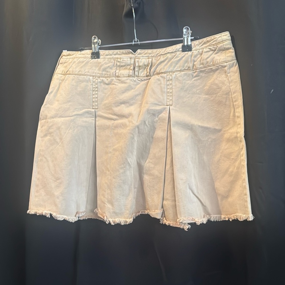 Free People Beige/Tan Mini Skirt with Frayed Hem